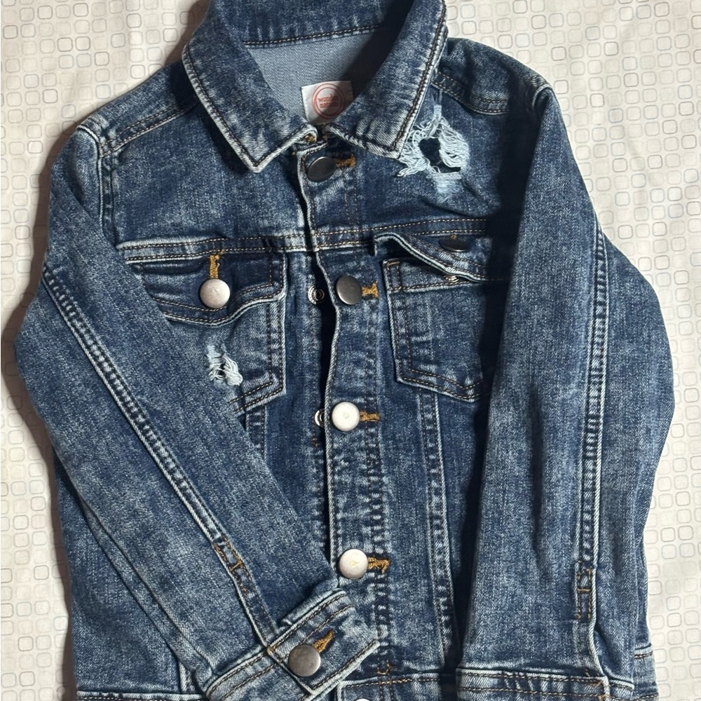 Girls Wonder Nation Distressed Blue Jean Jacket Size 4T